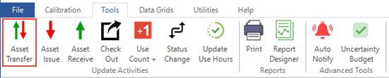 Asset Transfer Ribbon Menu