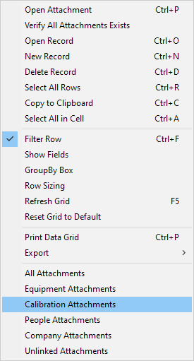 Attachment Context Menu