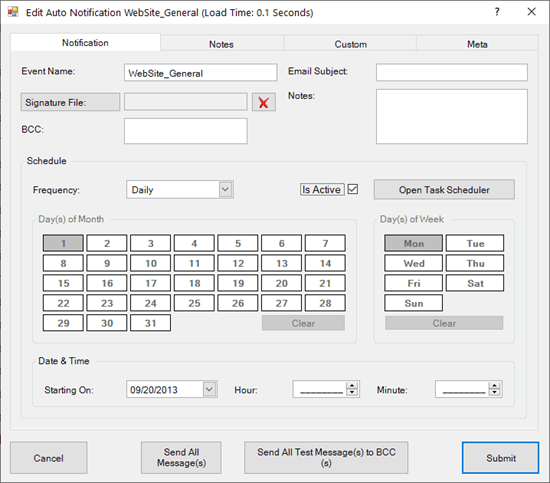 Due Cal Notification Utility