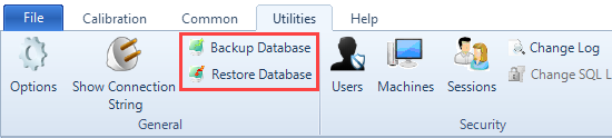 Backup and Restore Menu Buttons