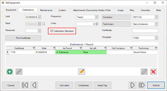 Is Calibration/Test Standard