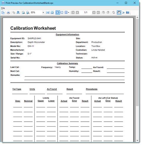 Using Calibration Worksheets | Calibration Control