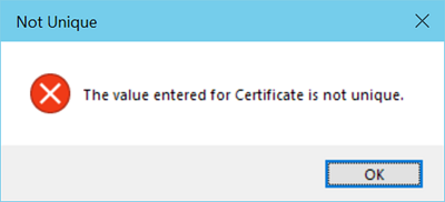 Certificate Number Mask Error