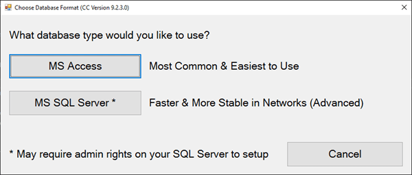 Choose Database Format