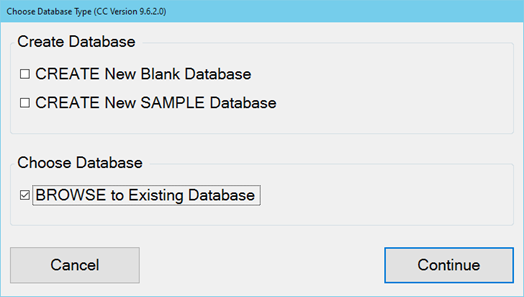 Browse to Existing Database