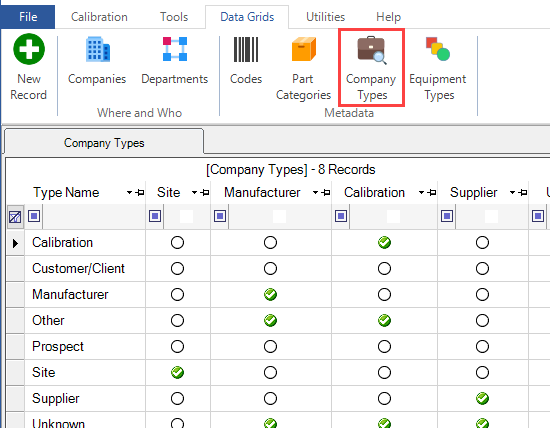 Company Types Grid