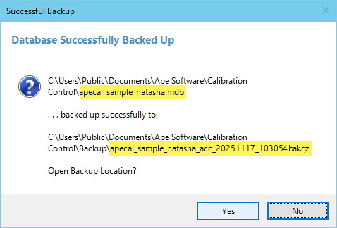 Backup Access Database Feature
