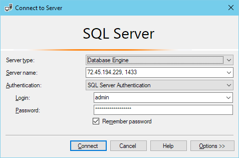 SQL Server Connection Dialog