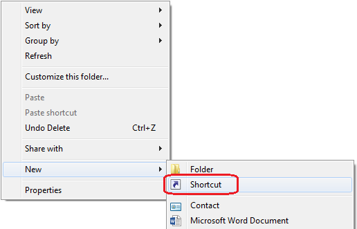 Create Shortcut