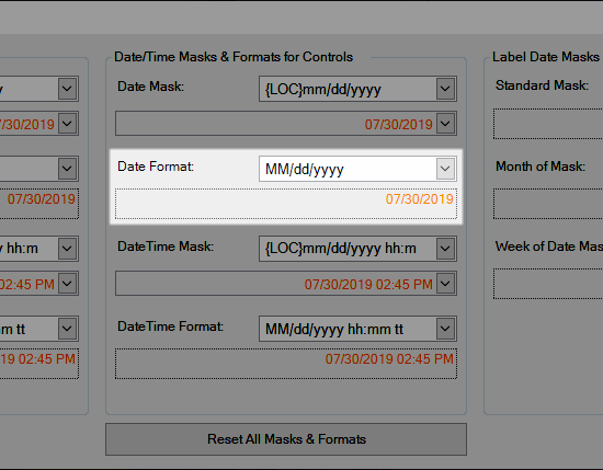 Date Format for Controls