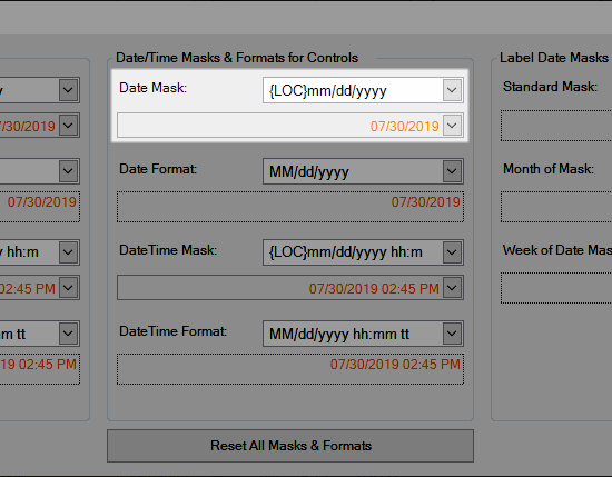 Date/Mask for Controls