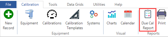 Calibration Due Report