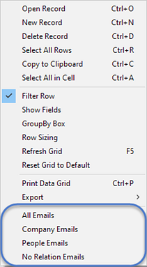 Email Addresses Grid Views