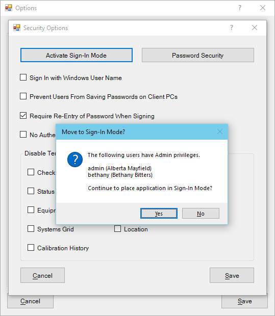 Sign-in options, Authentication