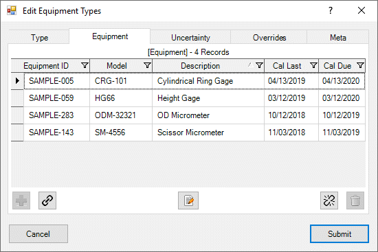 Equipment Panel Grid