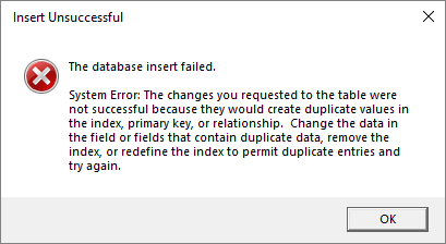 Key Value Submitted Already Exists Calibration Control