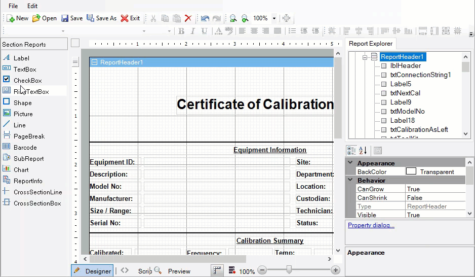 drag picture custom report