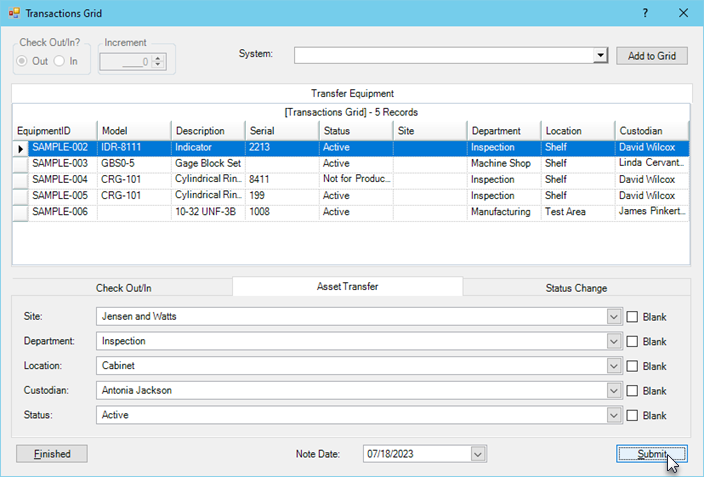 Asset Transfer Multi Transactions