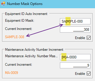 Number Mask Options Reserved Characters