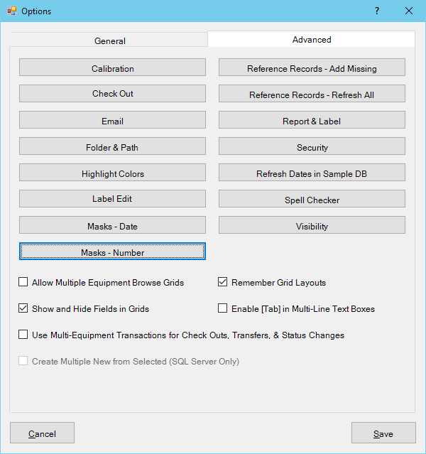 Program Options - Number Masks