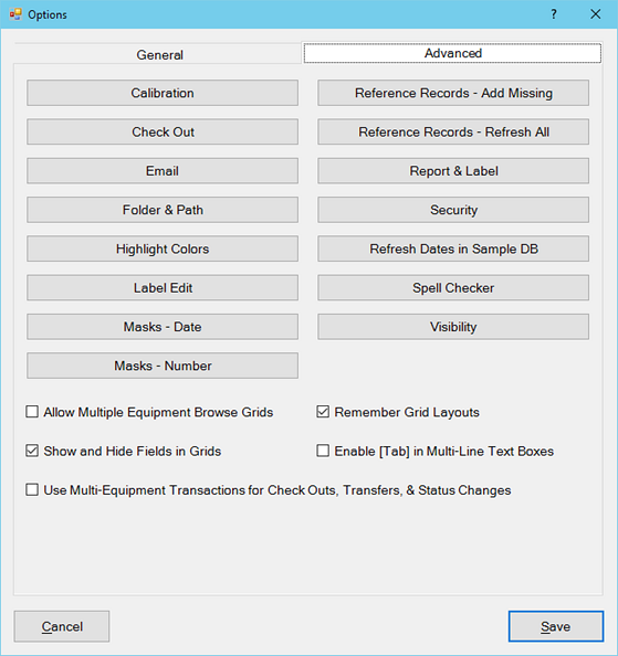 Program Options - Advanced