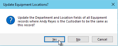 Update Equipment Locations of Person Record