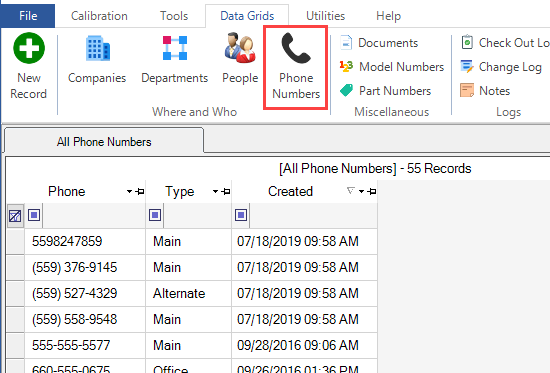 Phone Numbers in Ribbon Menu