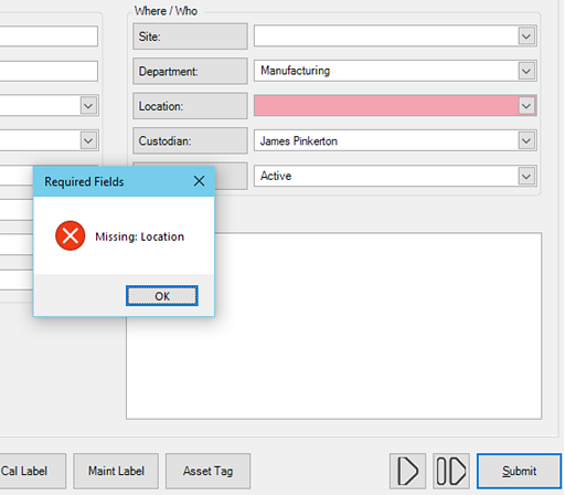 Required Field Missing