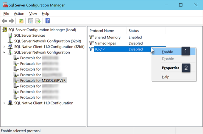 SQL Server Configuration Enable TCP/IP