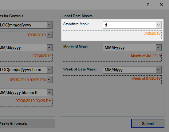 Standard Mask for Labels
