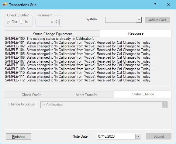 Status Changes Multi Transactions Responses