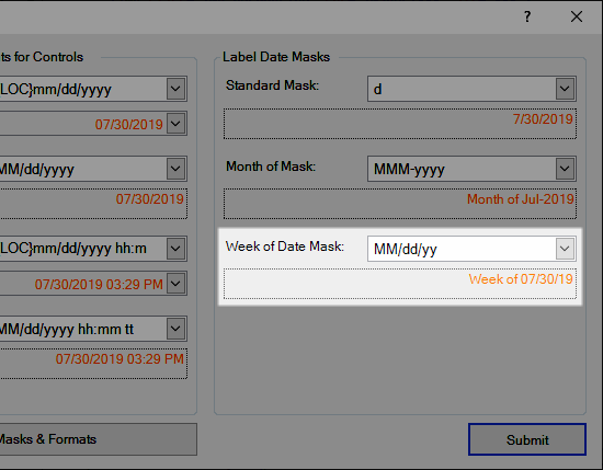 Week of Date Mask for Labels