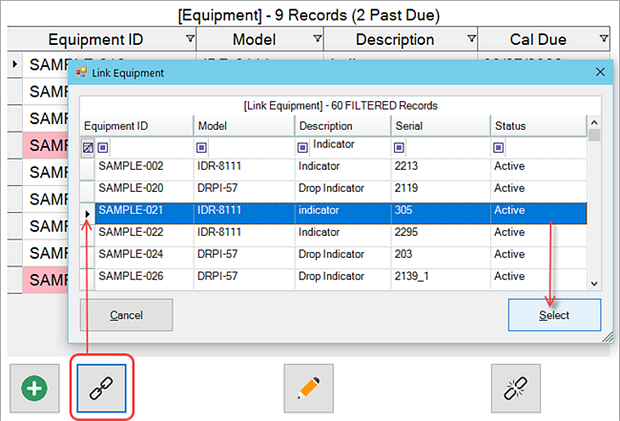 Work Order Submit Tab Link Equipment Records